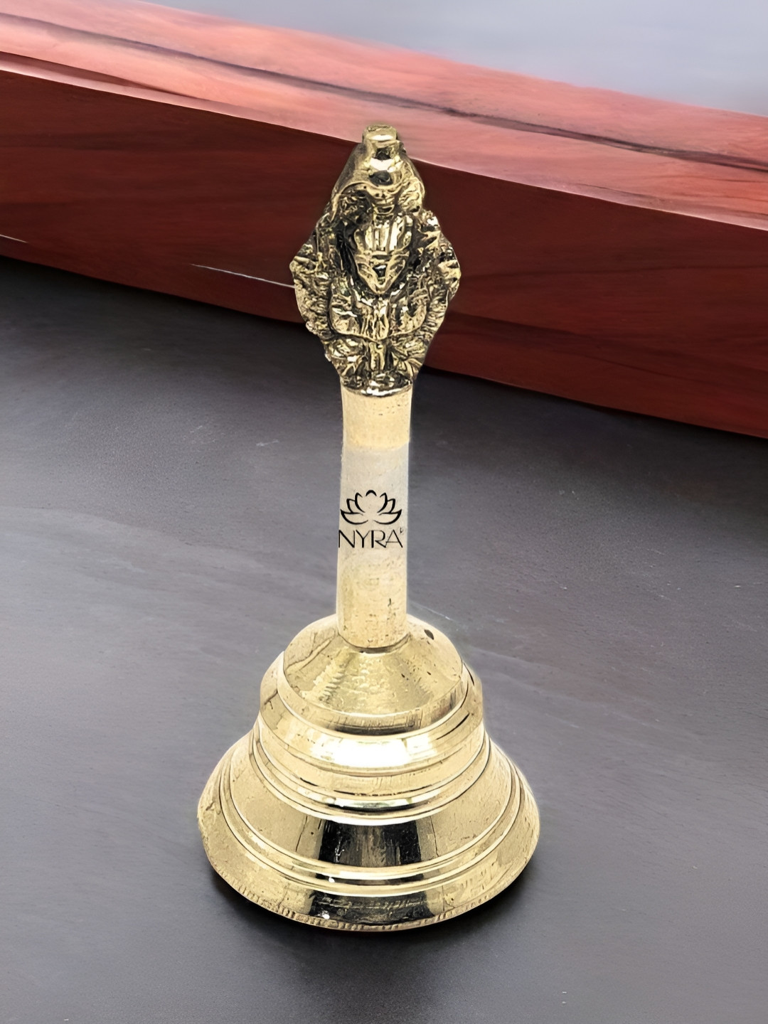 Nyra Kitchenware Bronze Toned Pure Brass Peetal Ghanti - Garuda Pooja Prayer Bell