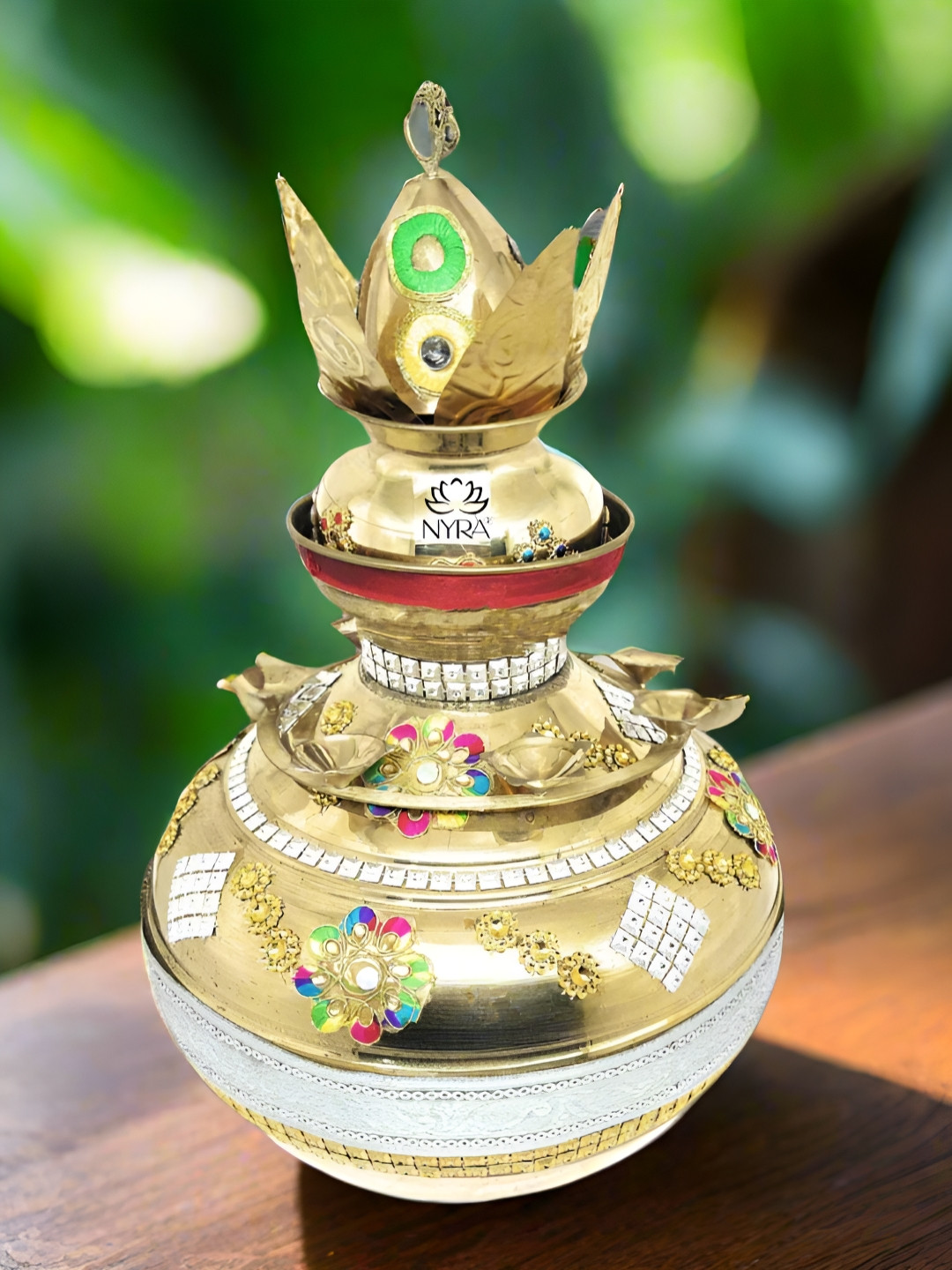 Nyra Kitchenware Bronze Toned Elegant Brass Decorated Kalash