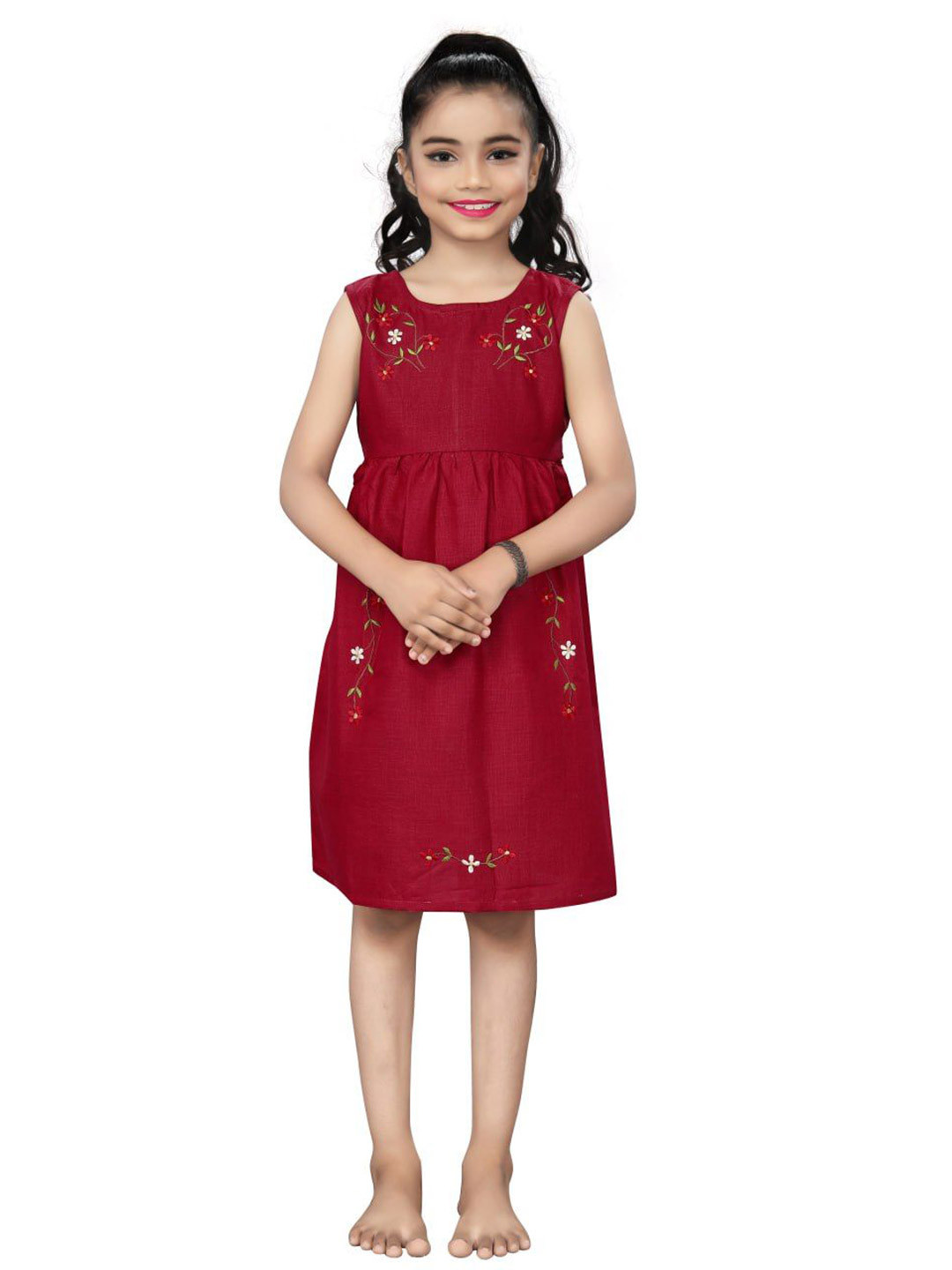 Ras Madhuri Girl Floral Embroidered Fit & Flare Midi Dress