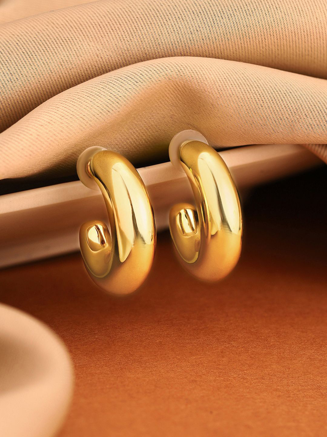 Priyaasi Gold-Plated Half Circular Half Hoop Earrings