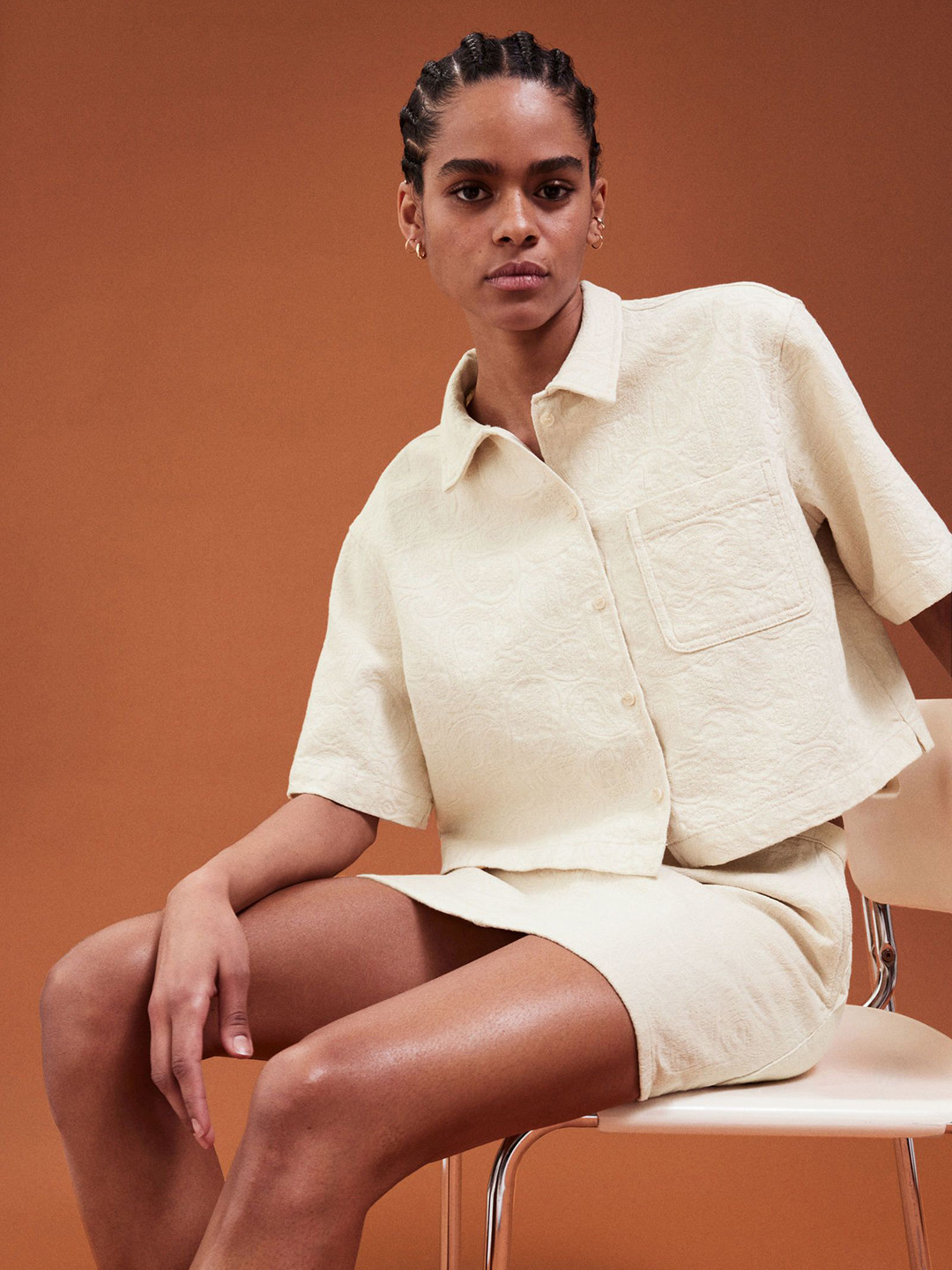 H&M Oversized Jacquard-Denim Shirt
