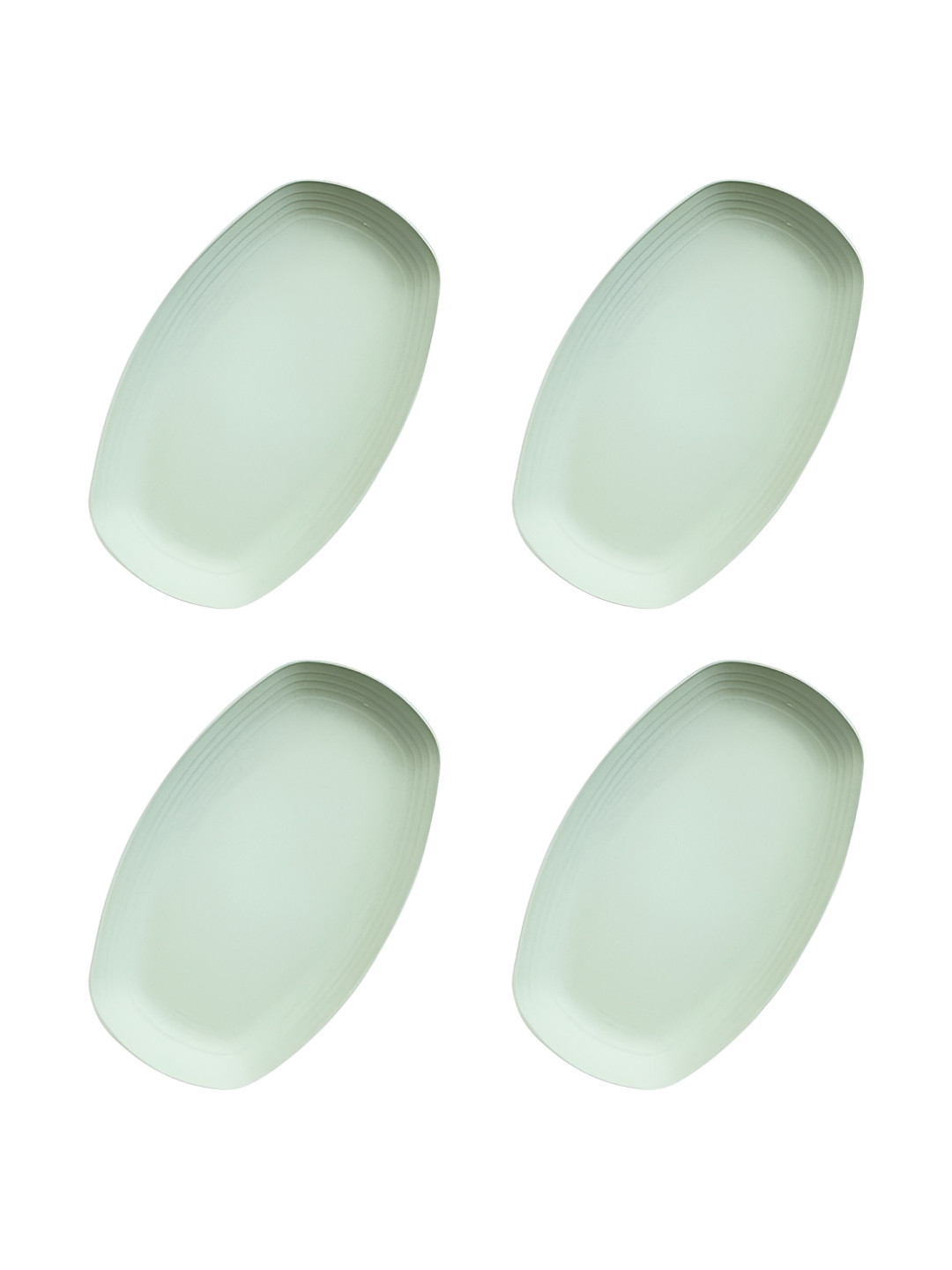 YELONA Sea Green 4 Pieces Oval Shaped Bamboo Dishwasher and Microwave Safe Plates
