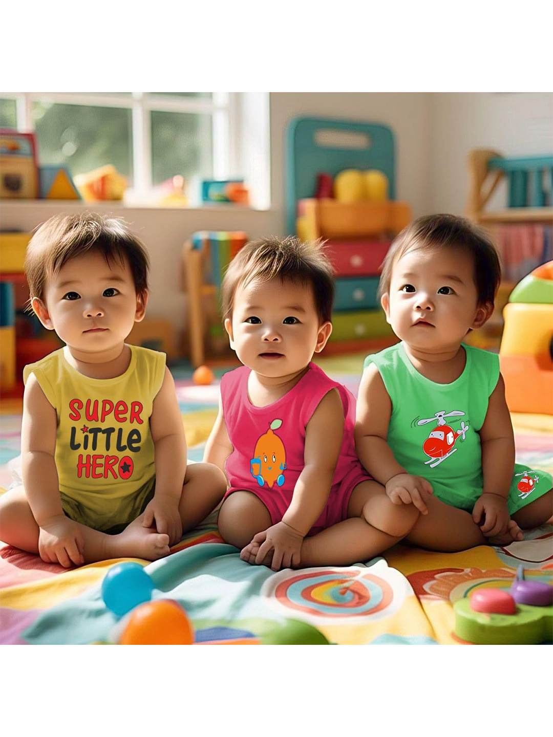 Toddylon Kids Pack Of 3 Animal Printed Pure Cotton T-Shirt With Shorts