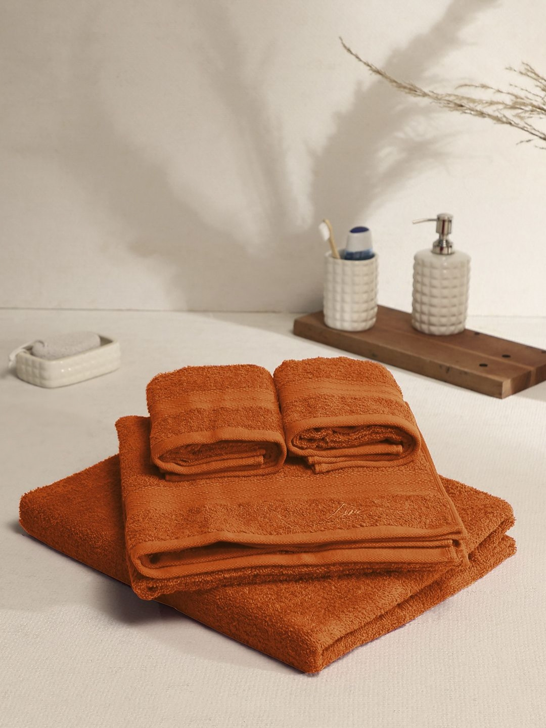 Monte Carlo Orange 4 Pieces Pure Cotton 380 GSM Bath Towels