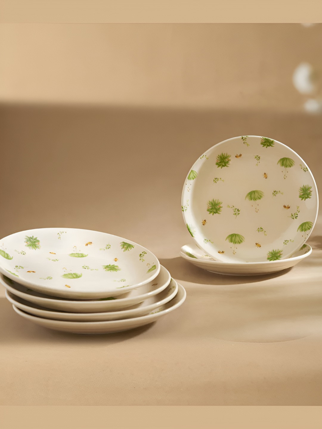 AMALAFIEE CERAMICS Honey Nectar White Floral Ceramic Microwave Safe 8 Piece Dinner Set