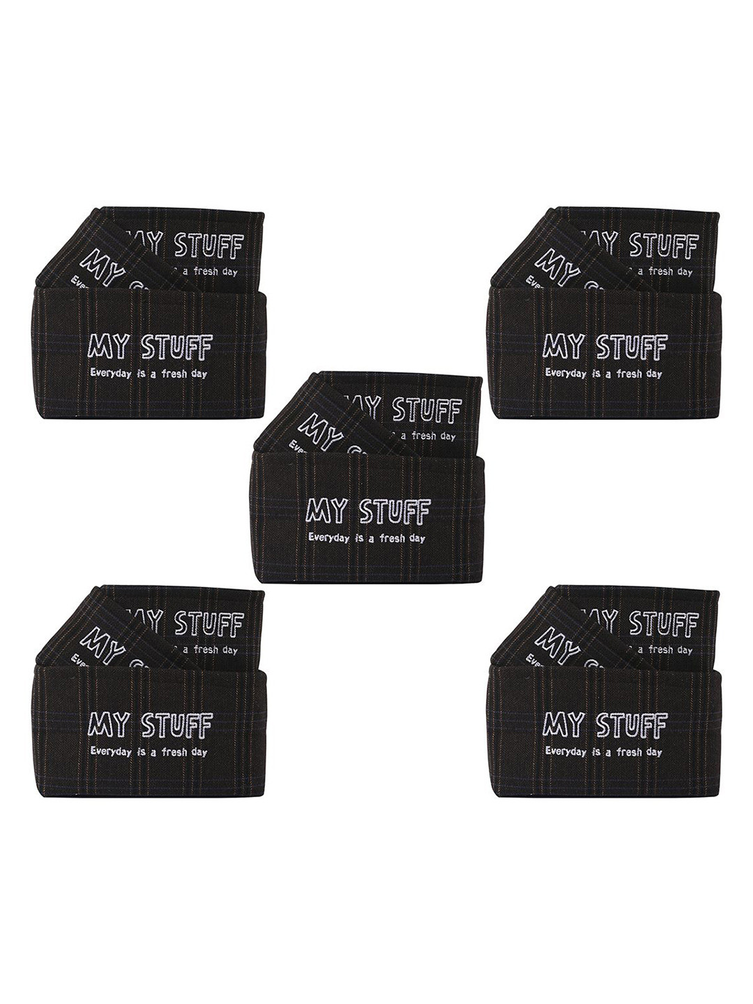 Kuber Industries Black 15 Pieces Printed Cosmetic Skincare Dressing Table Organizer