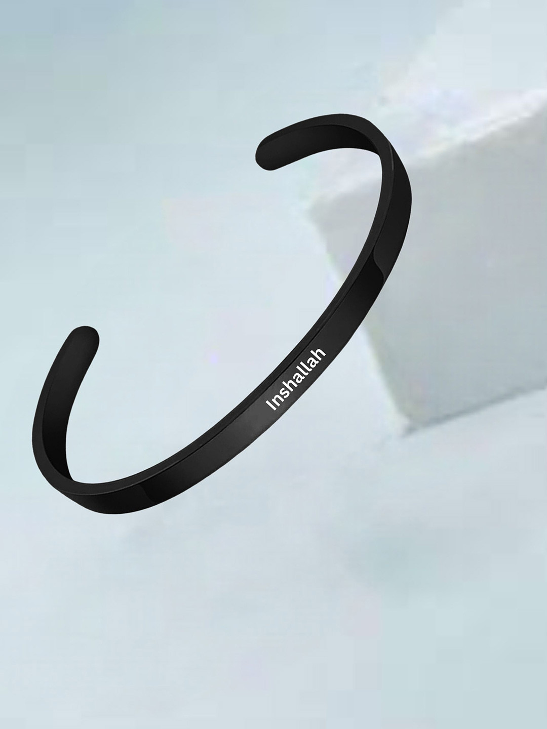 M Men Style Men Stainless Steel Inshallah Printed Kada Bracelet