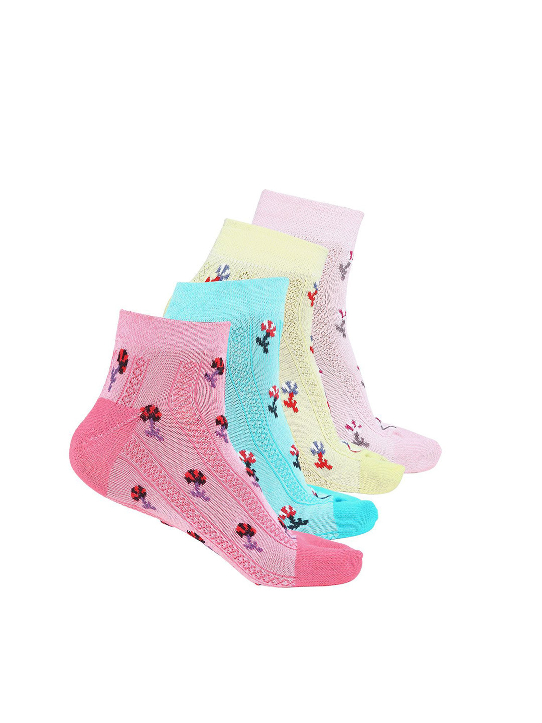 Kolor Fusion Women Pack of 4 Patterned Cotton Ankle Length Thumb Socks