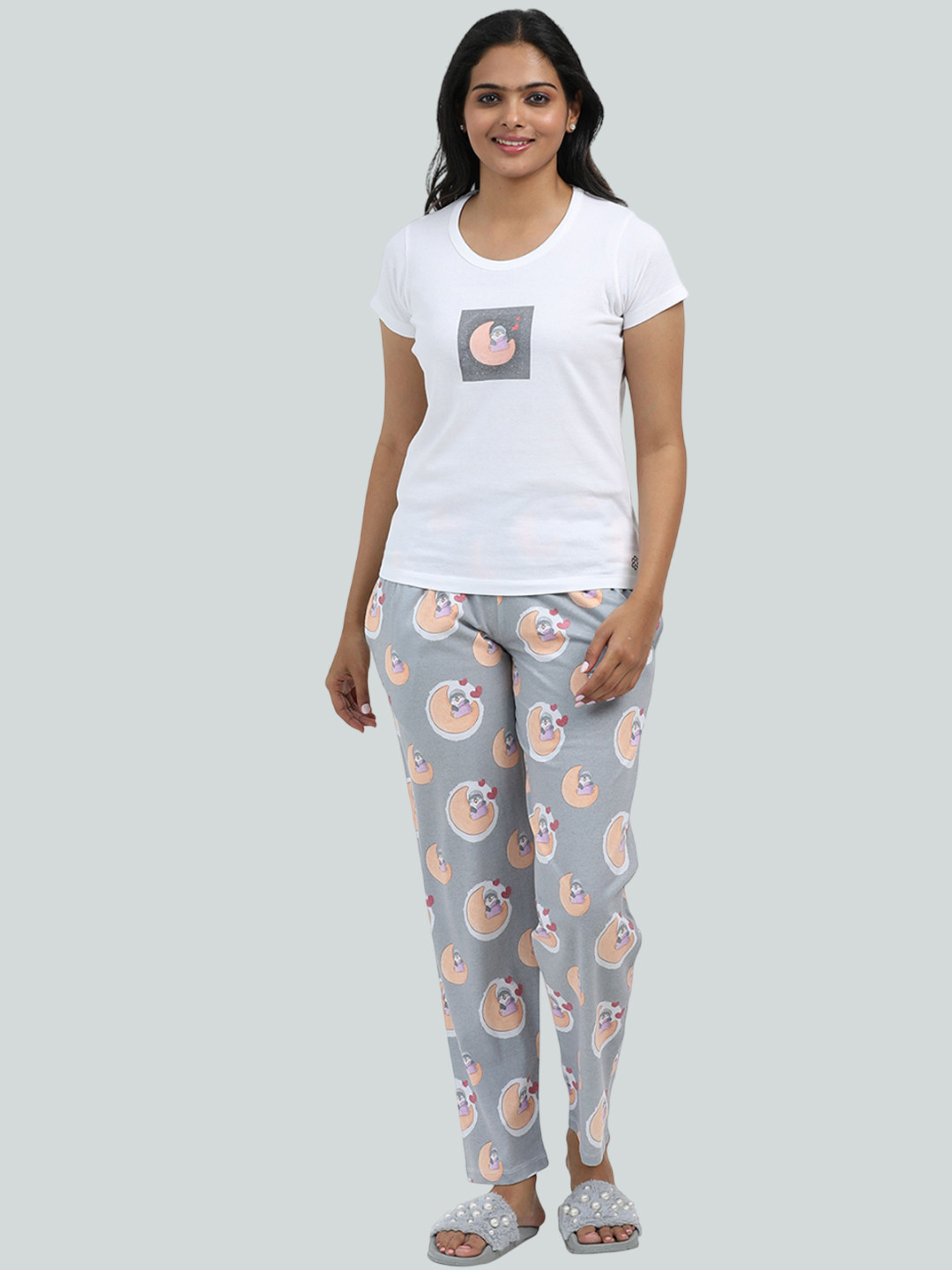 ECOLINE Clothing Women Printed T-shirt & Pyjamas Pure Cotton Night suit