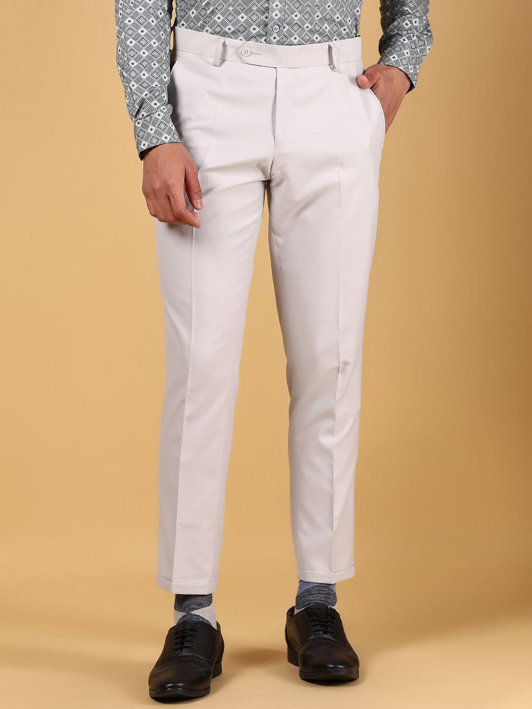 J White by Vmart Men Mid-Rise Regular Fit Cropped Trousers