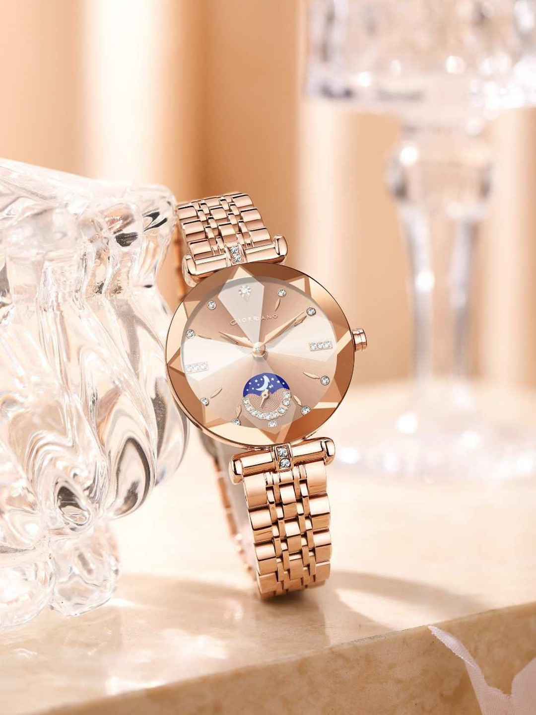 GIORDANO Women Printed Dial & Stainless Steel Straps Analogue Watch GZ-60094-22