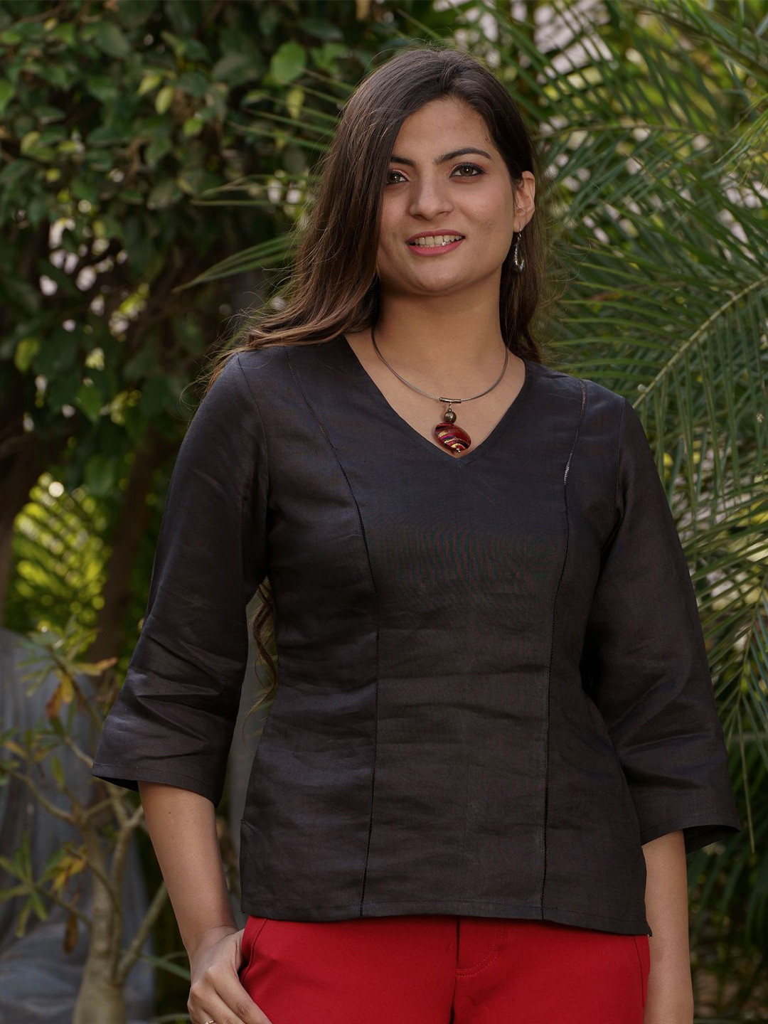 INAAYA JAIPUR Women Linen Crop Top