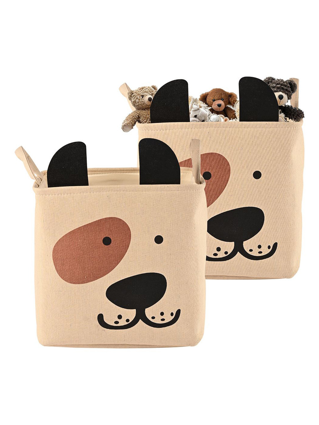 Kuber Industries Beige and Black 2 Pieces Printed Versatile Multi-Utility Organisers