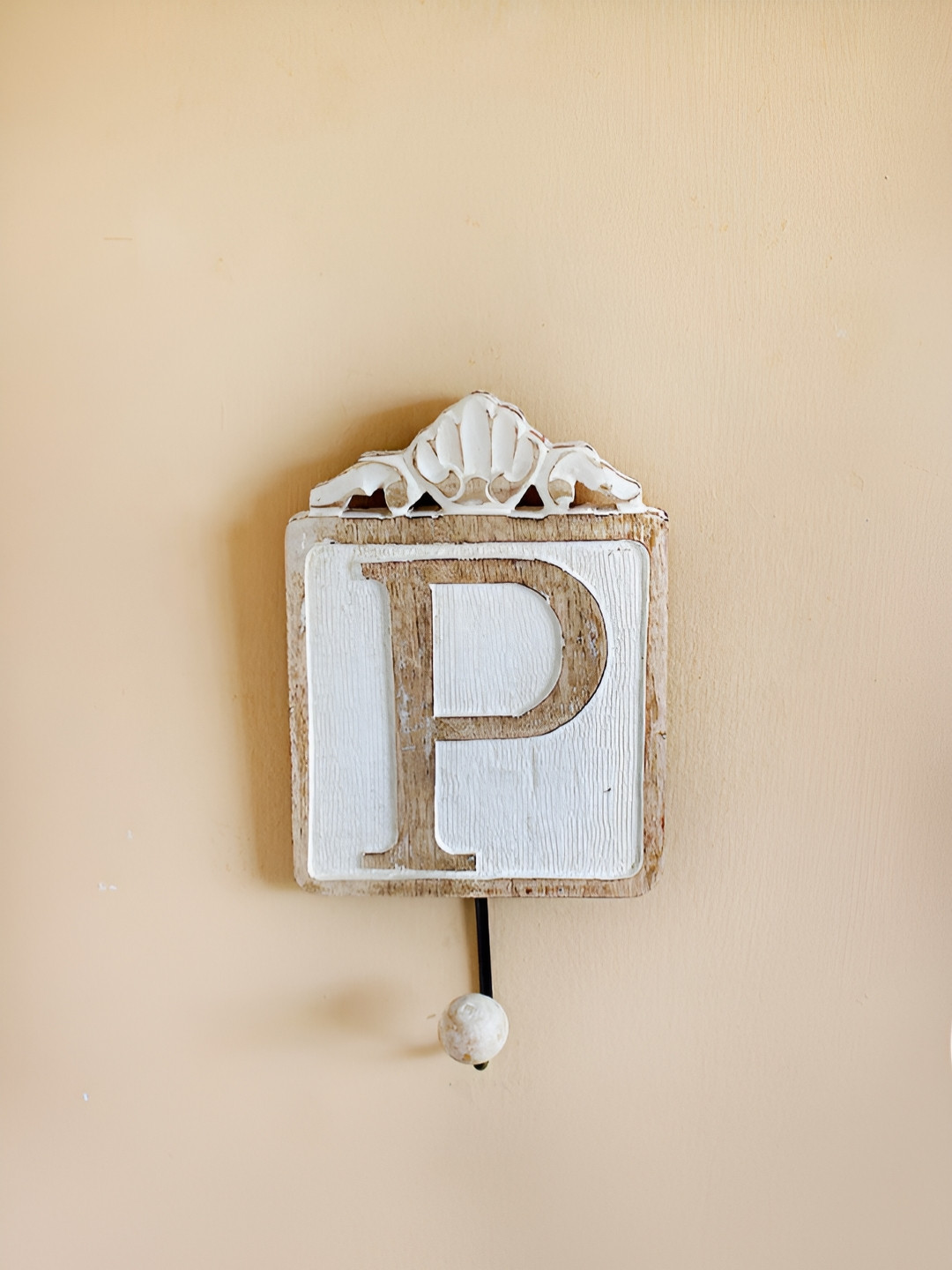 The Wishing Chair White & Brown Wooden P Letter Wall Hook