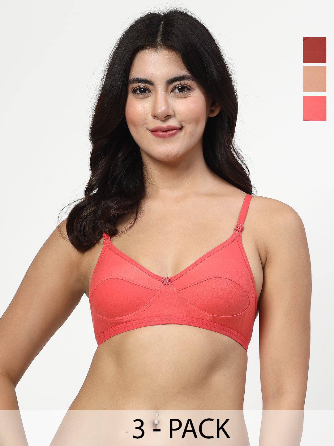 LILY Anpas Women Pack OF 3 Seamed Non Padded Full Coverage Bra