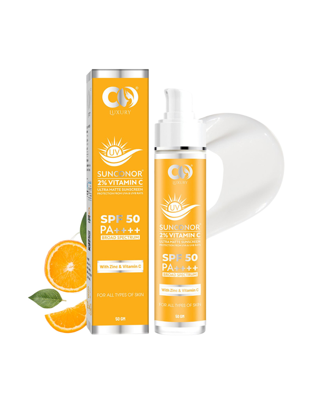 CO Sunconor 2% Vitamin C Ultra Matte Sunscreen With SPF 50 PA+++ - 50 g