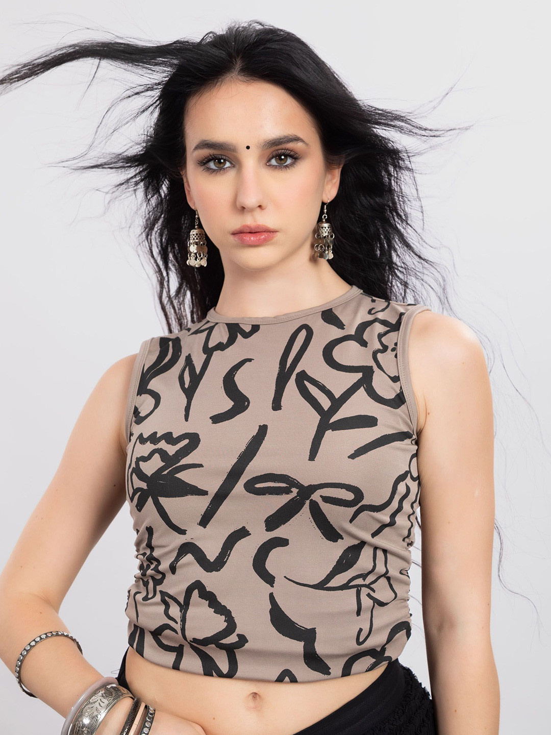 Lemonlords Women's Sleeveless Printed Crop Top