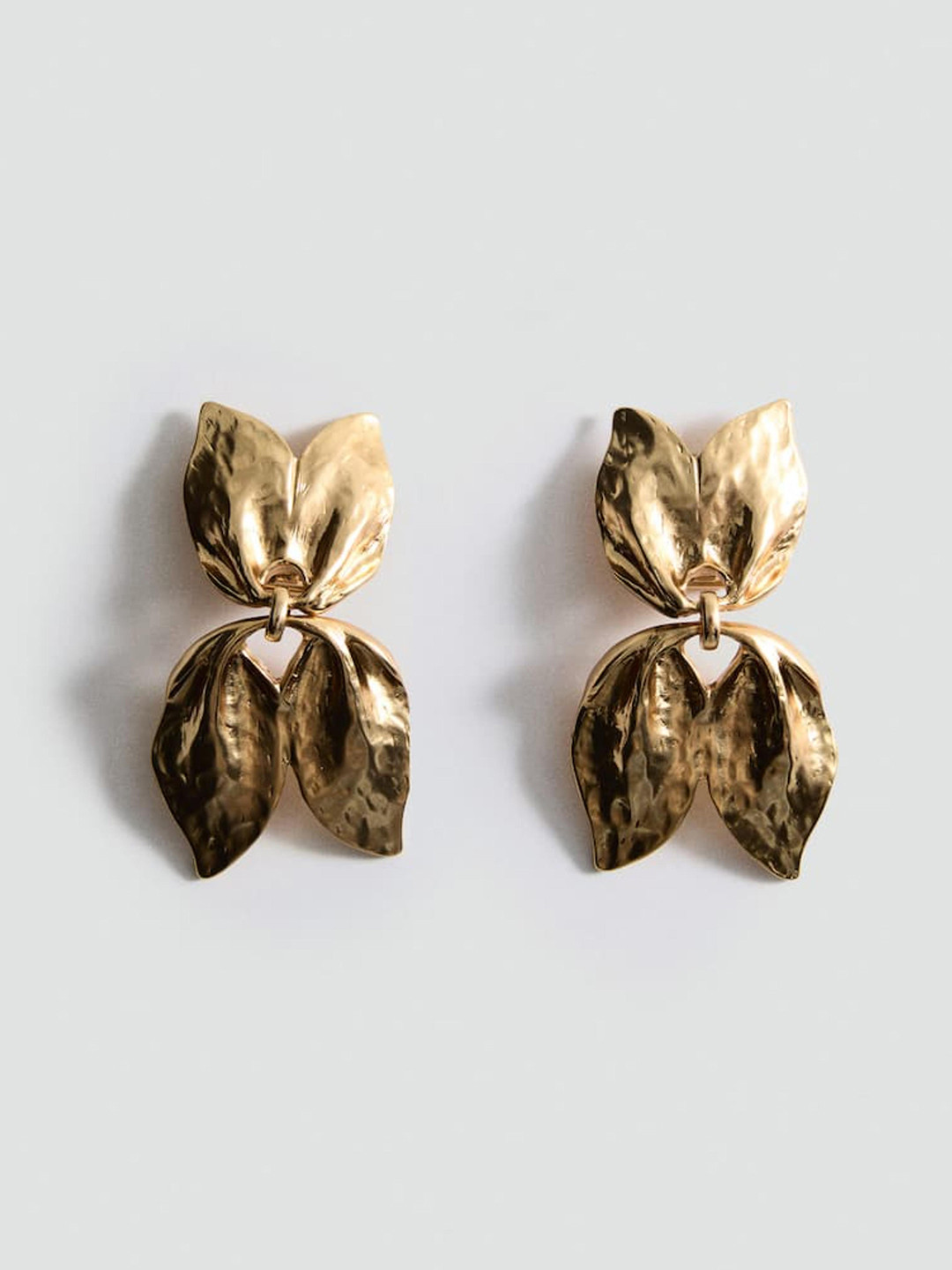 MANGO Enamelled Leaf Shaped Drop Earrings