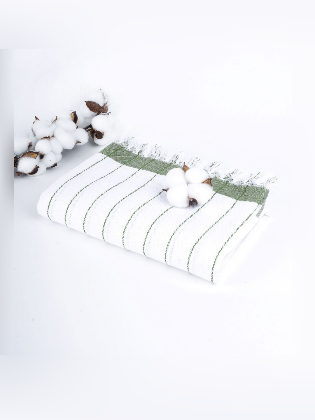 Doctor Towels Green & White Striped 150GSM Set of 1 Anti-Bacterial Bath Towels