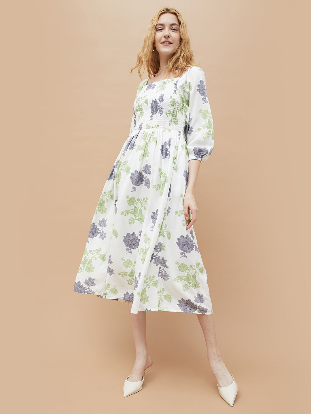 Colour Me by Melange Floral Print A-Line Maxi Dress