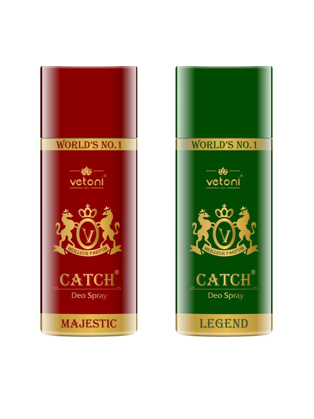 VETONI Set Of 2 Catch Majestic & Legend Deodorant Body Sprays - 165 ml Each