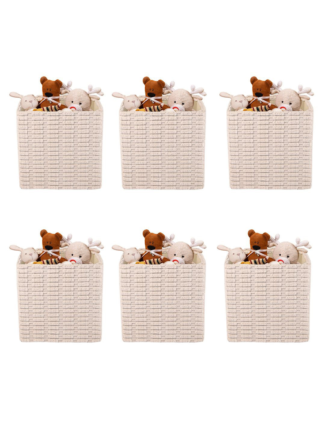 Kuber Industries White 6 Pieces Storage Box With Handle