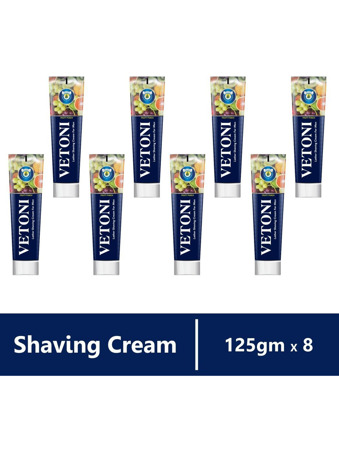 VETONI Men Set Of 8 Fruity Punch Lather Shaving Cream- 125 g Each
