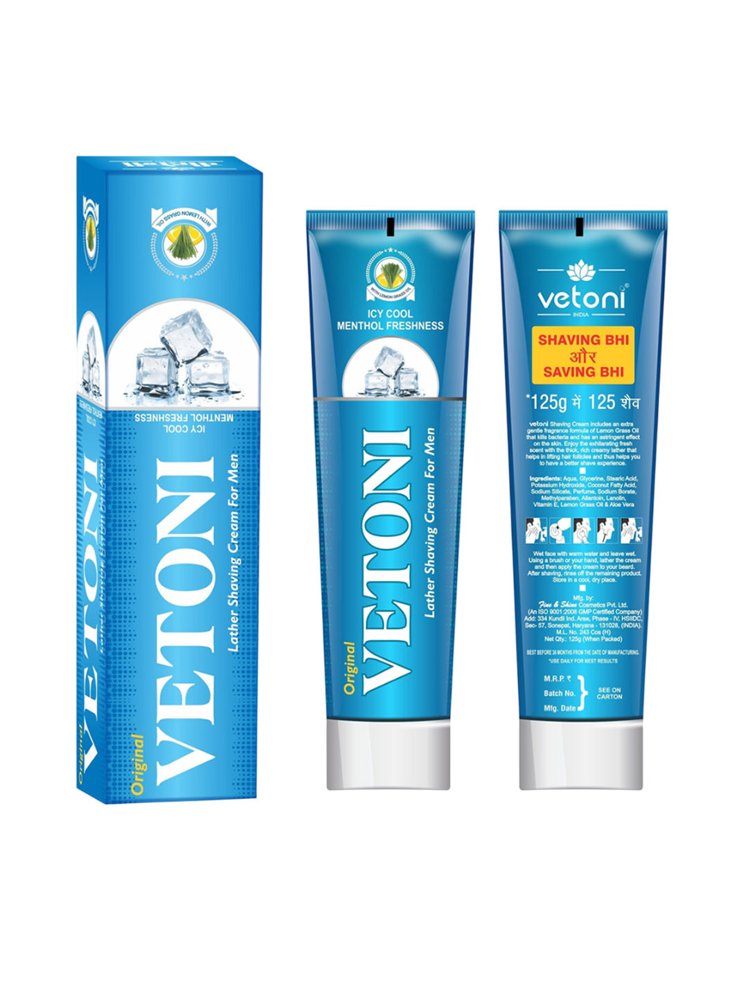VETONI Men Set Of 6 Lather Shaving Cream- 125 g Each
