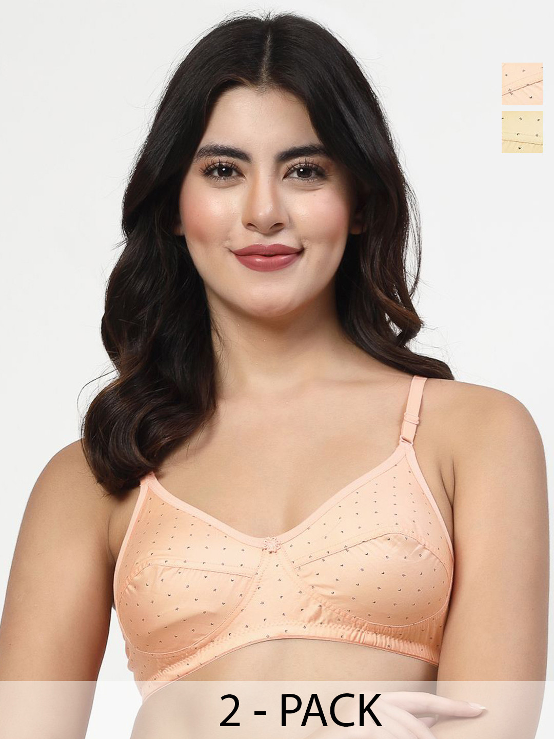 LILY Egatniv Women Pack of 2 Cut and Sew Full Coverage Bra