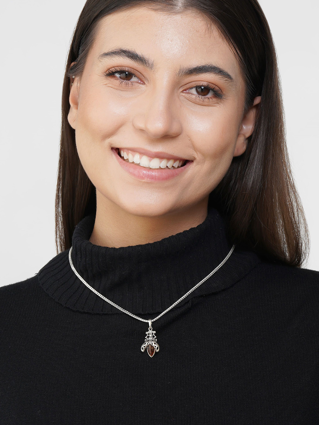 Asteri Shine On Sterling Silver European Baltic Amber Wasp Open Wings Pendant