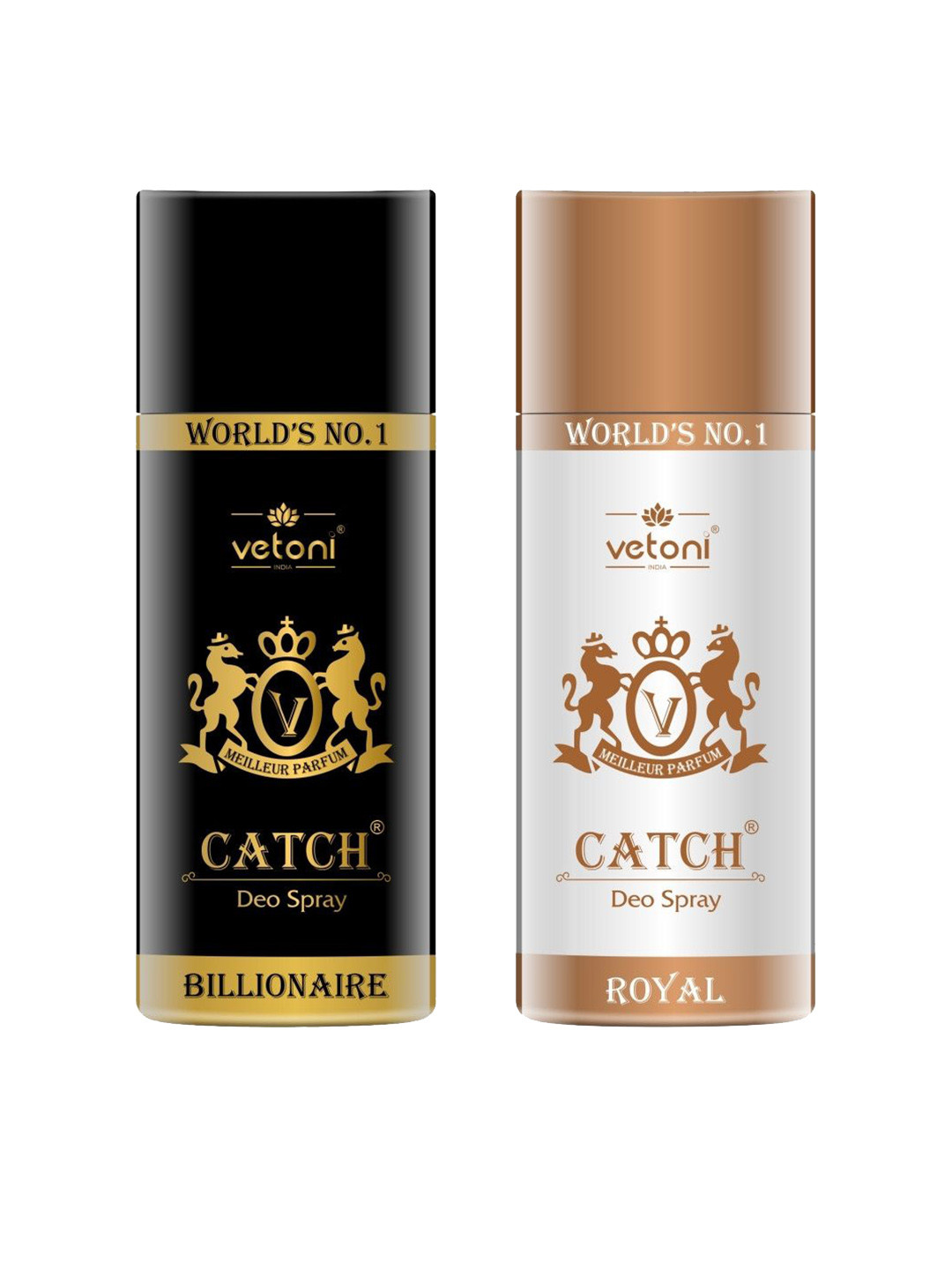 VETONI Set Of 2 Catch Billionaire & Royal Deodorant Body Sprays - 165ml Each