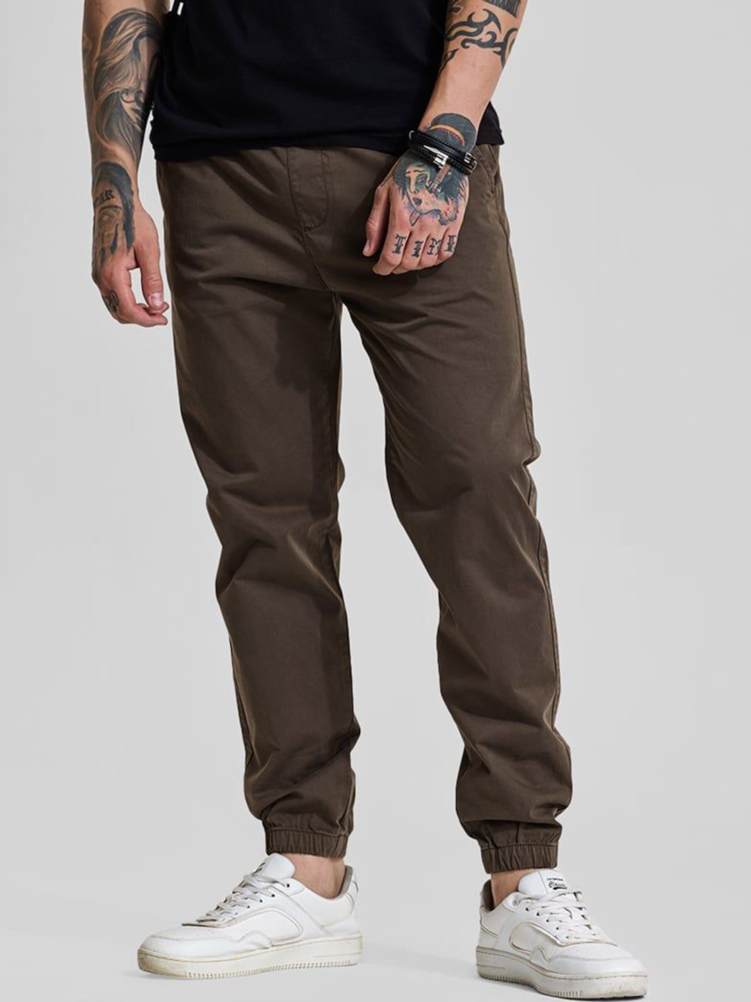 Snitch Dark Brown Slim Fit Joggers