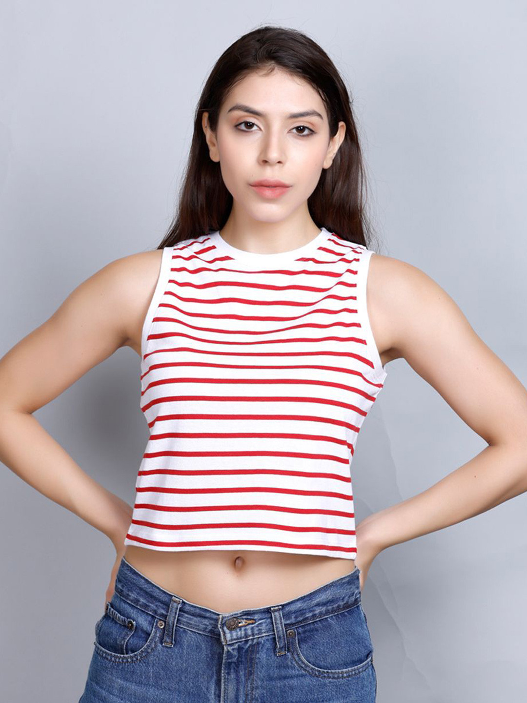 MX Miazi Xchange Candy Stripes Cotton Tank Crop Top