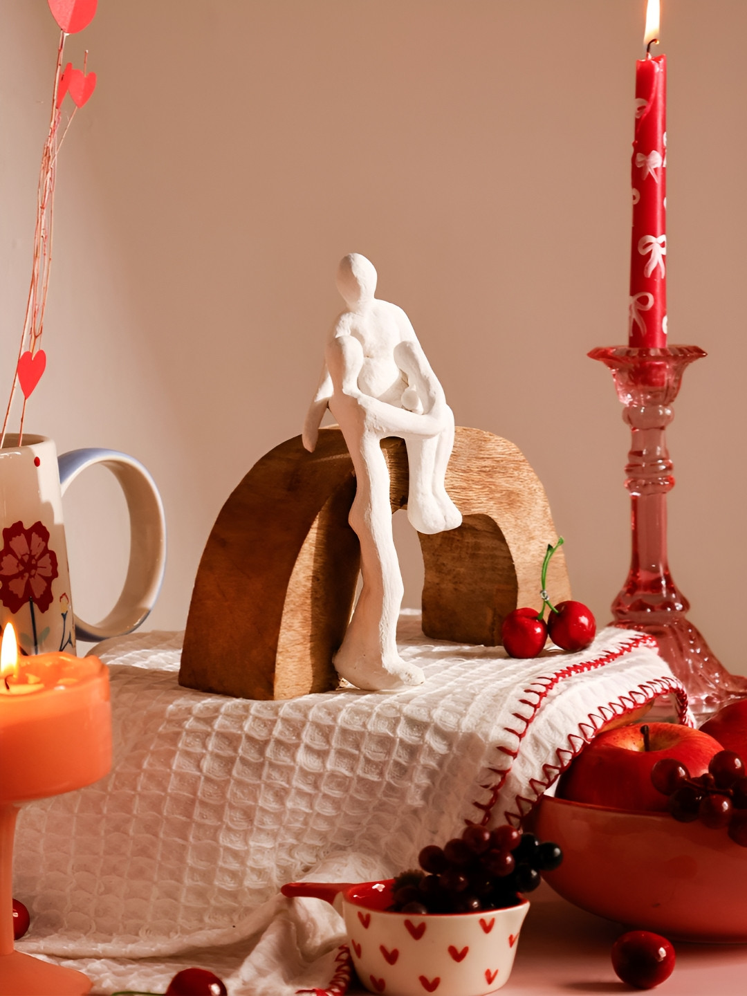 The Wishing Chair Love is Love Brown Wood Natural Living Room Medium Showpiece - 7.9 Inches