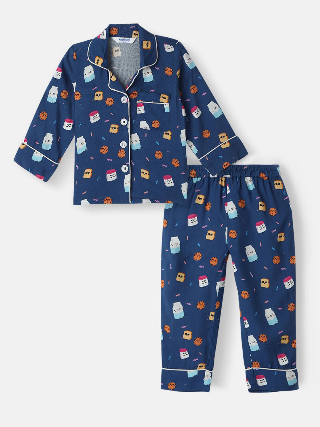 Nauti Nati Boys All Over Printed Chest Pocket Shirt and Pyjama Set