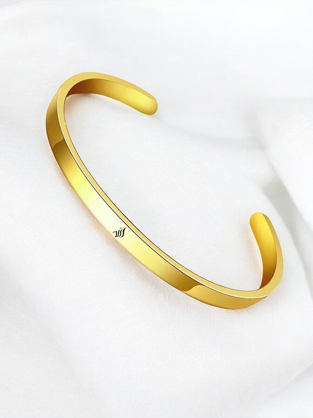 M Men Style Men Stainless Steel Gold-Plated Religious Allah Islam Name God Kada Bracelet