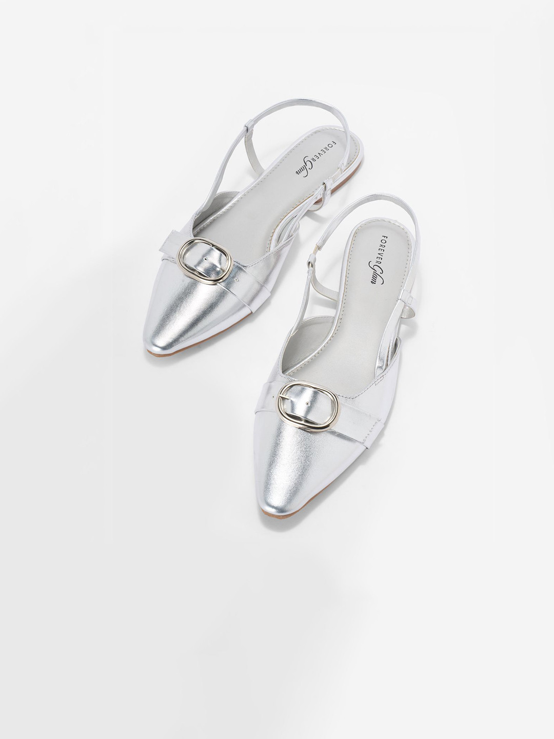 Forever Glam by Pantaloons Women Leather Party Slingback with Buckles Flats