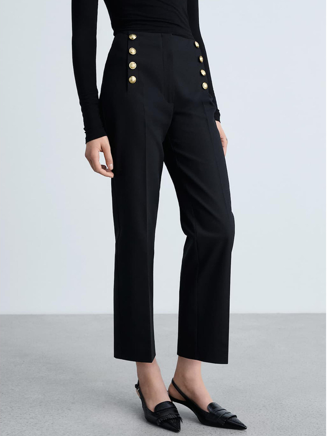 MANGO Women Buttoned Detail Cropped Trousers