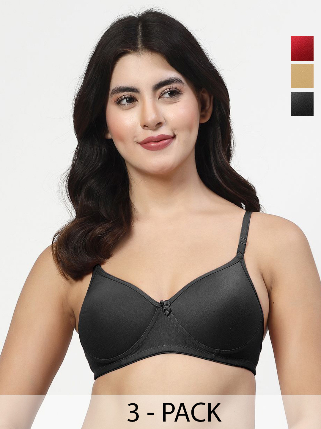 LILY maofcigam Pack Of 3 Full Coverage Seamless Heavily Padded T-shirt Bra