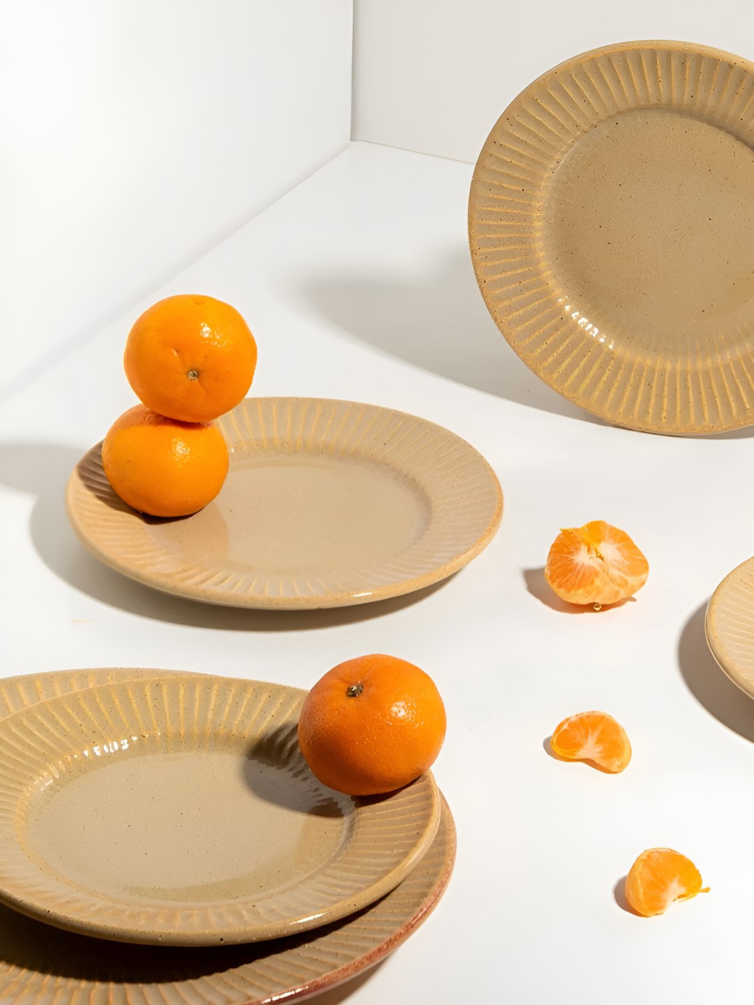 AMALAFIEE CERAMICS Utkarisht Gold Rimmed Exclusive Peach Solid Ceramic Microwave Safe 10 Piece Dinner Set