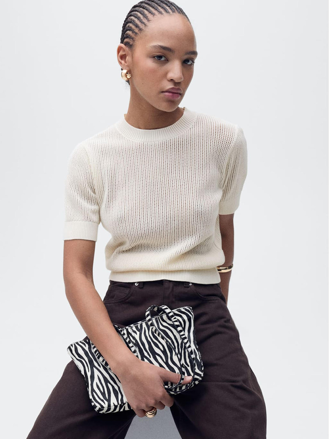 MANGO Open-Knitted Semi-Sheer Top