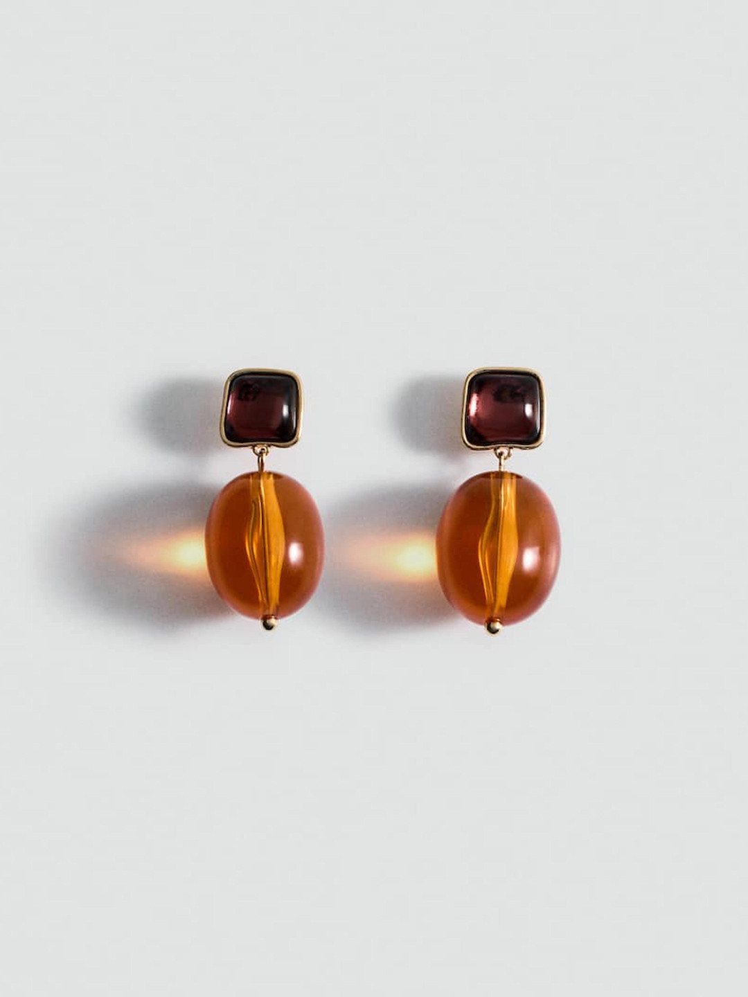 MANGO Oval Shaped Beads Studed Drop Earrings