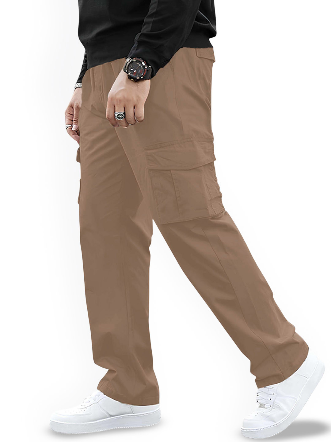 MULTIWA Men Relaxed High-Rise Relaxed Fit Cargos