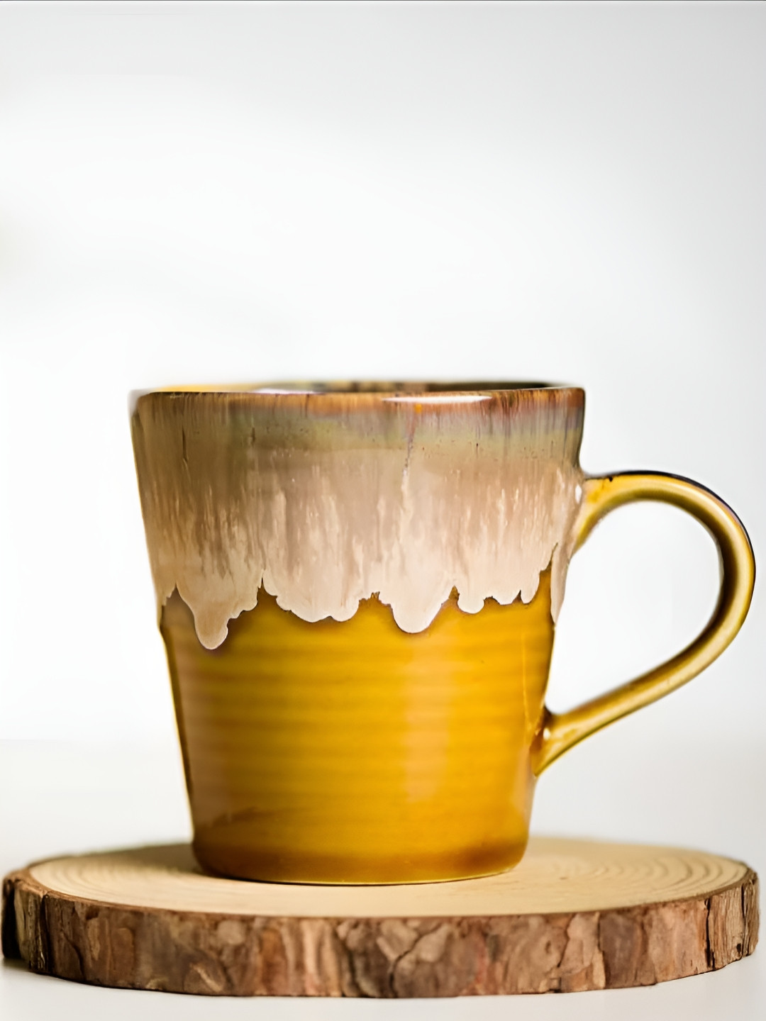 AMALAFIEE CERAMICS Happiness Is Yellow Ceramic Microwave Safe Mug-350ml