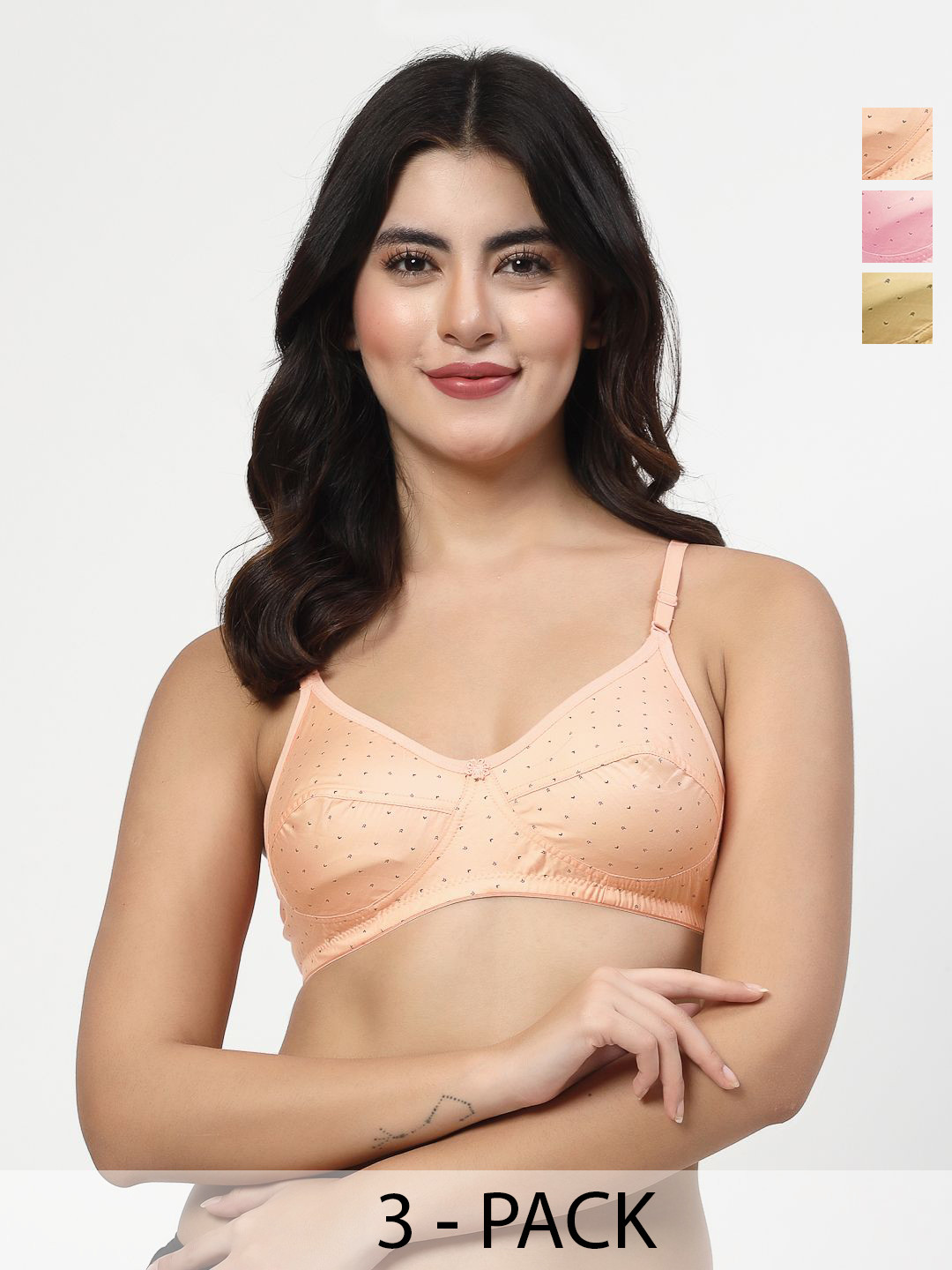 LILY Egatnive Pack Of 3 Full Coverage Non Padded Everyday Bra