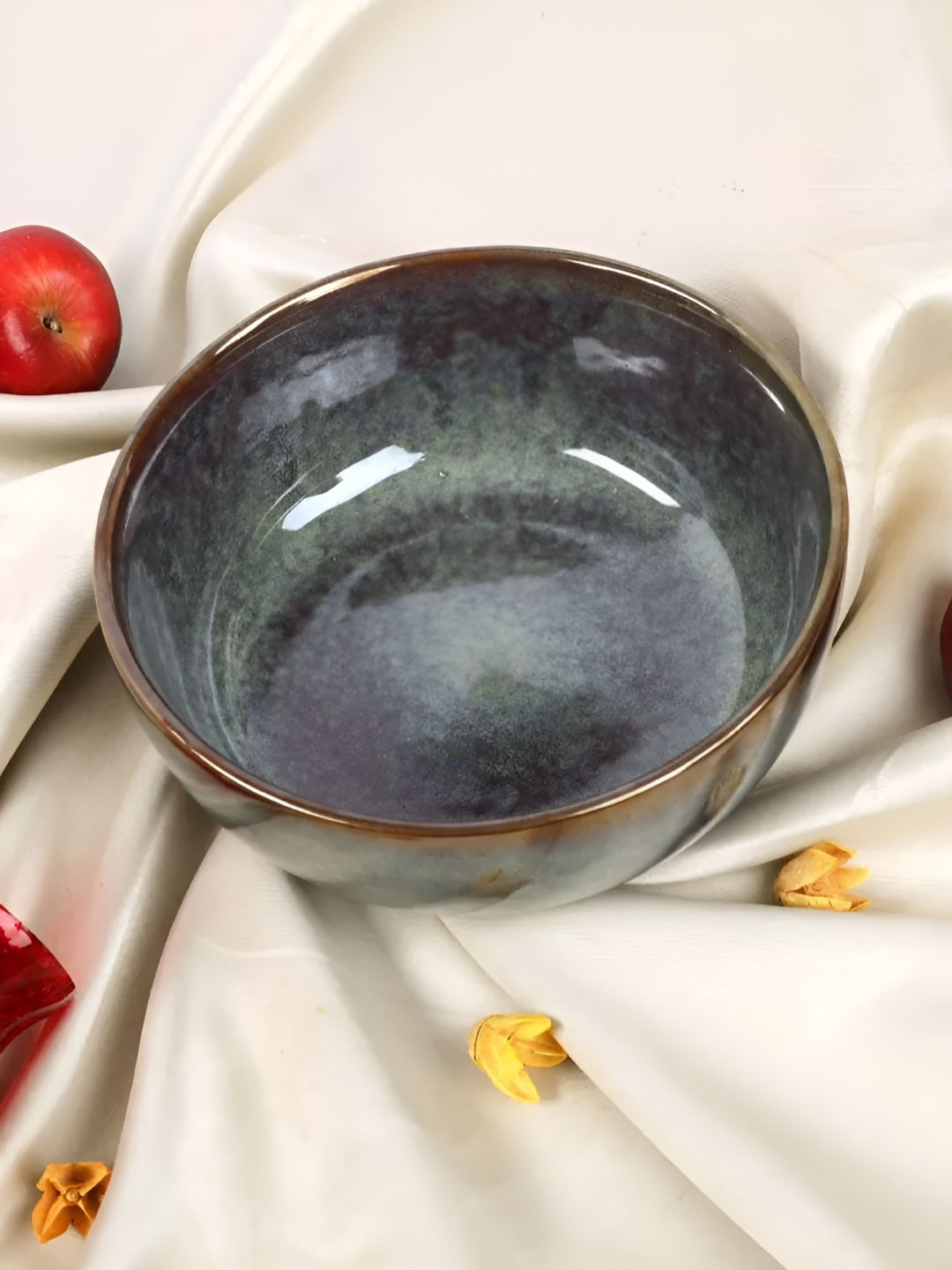 AMALAFIEE CERAMICS Green Ceramic Dishwasher and Microwave Safe Serving Bowl