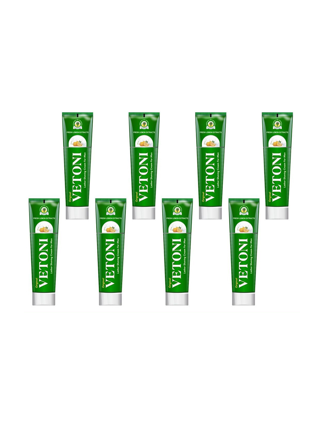 VETONI Men Set Of 8 Fresh Lemon Extract Lather Shaving Cream- 125g Each