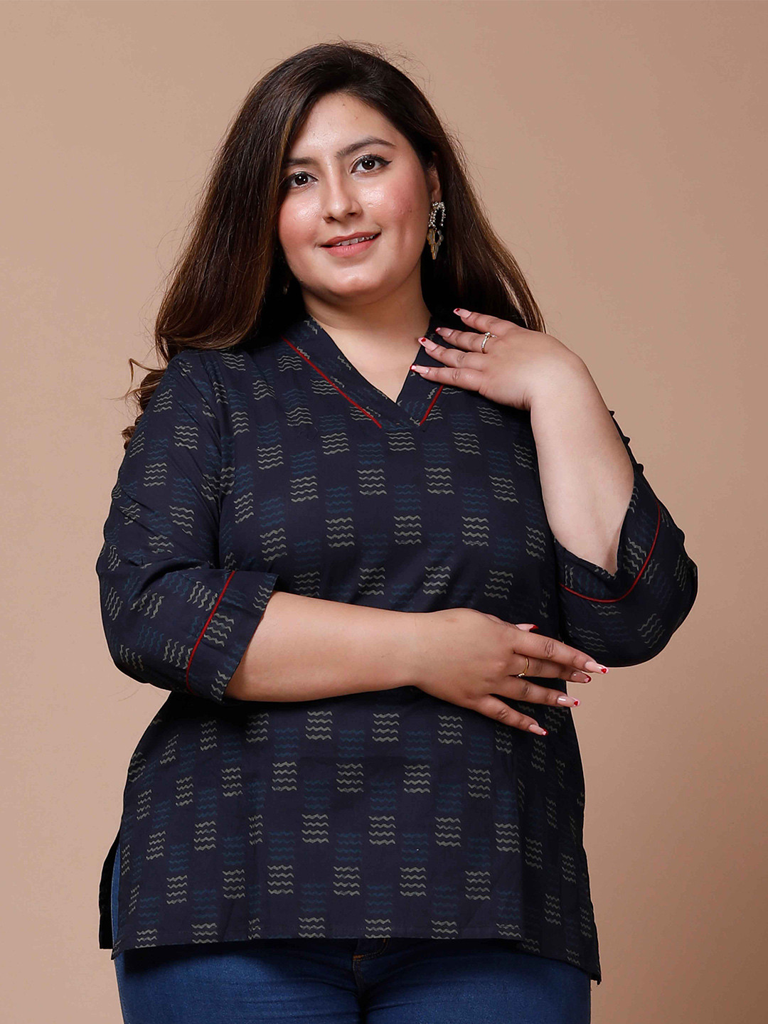 Doriyaan Floral Printed V-Neck Pure Cotton Kurti