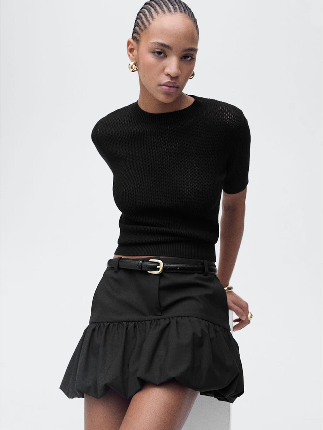 MANGO Open Knit Fitted Top