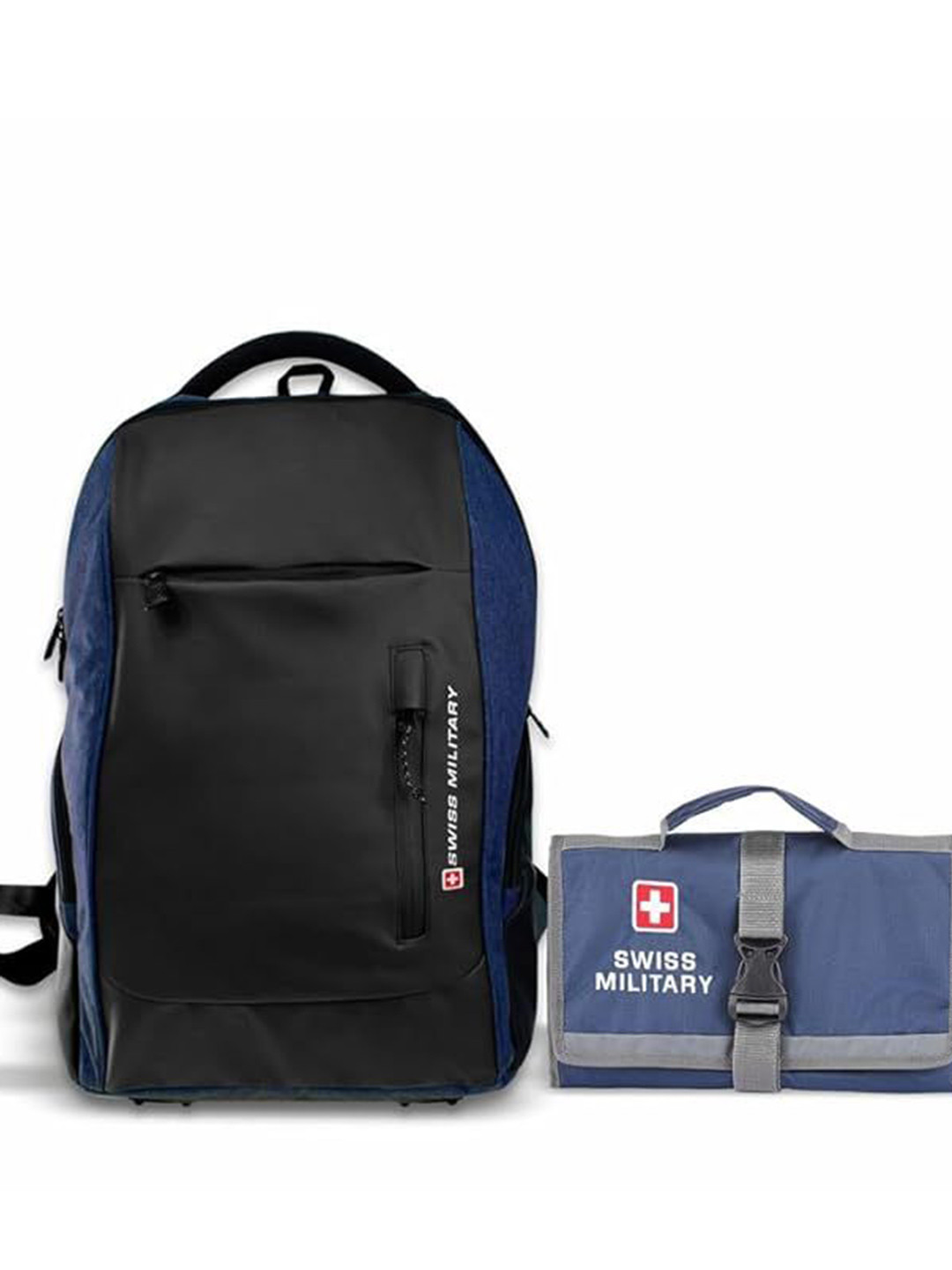 SWISS MILITARY Unisex Black Laptop Backpack With Wallet